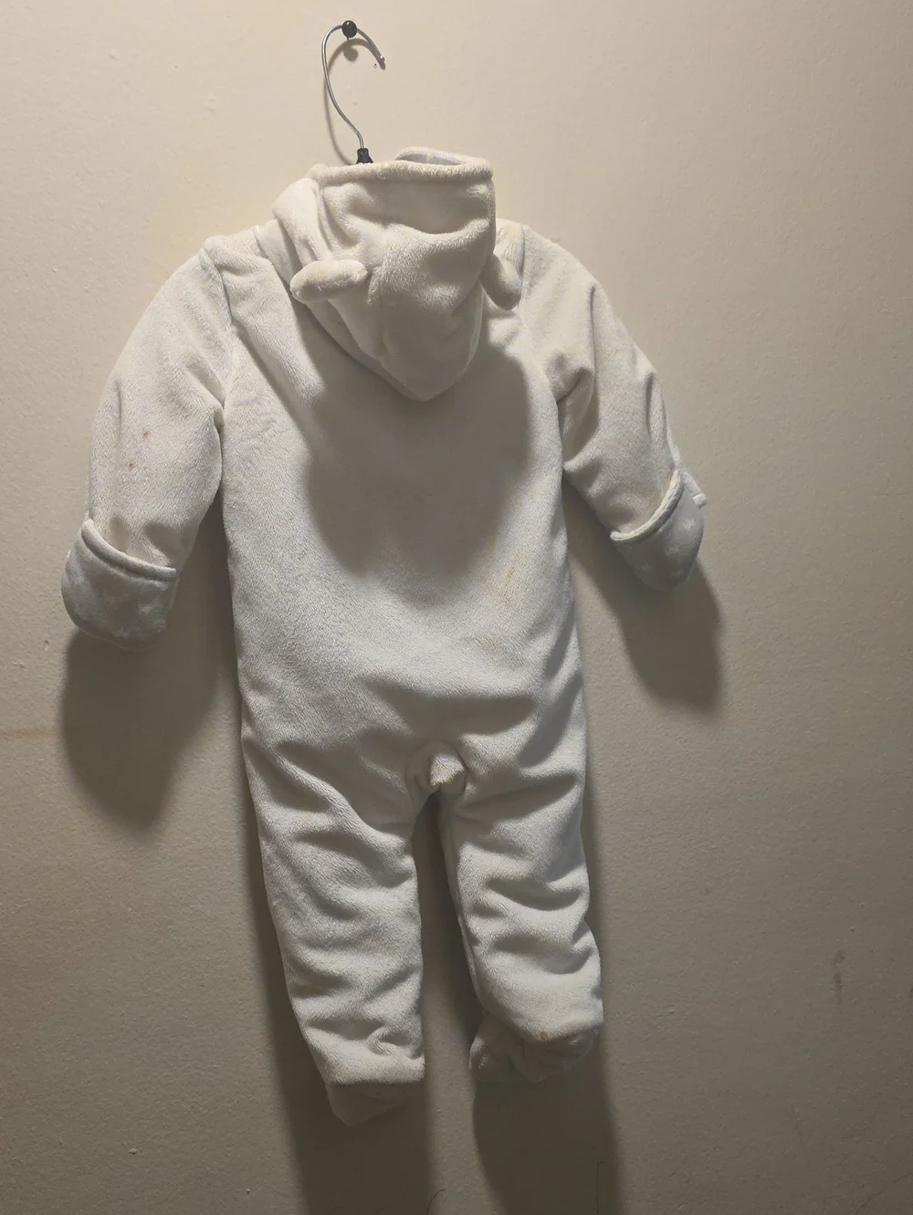 Cozy White Infant Fleece Footed One-Piece